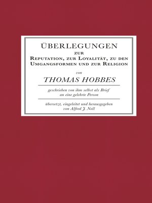 cover image of Überlegungen zur Reputation, zur Loyalität, zu den Umgangsformen und zur Religion